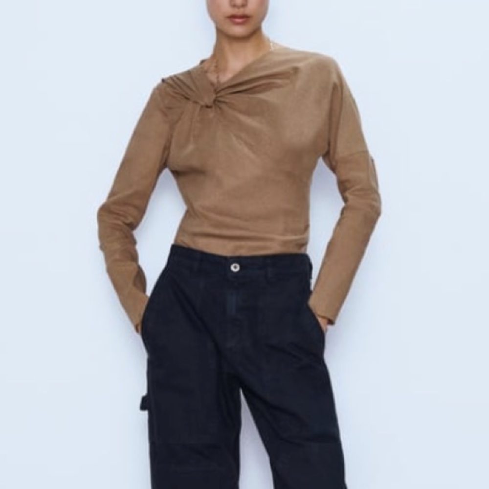 Zara linen top with knot